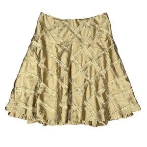 Vintage Nanette Lepore Skirt Women's Silk Ruffle Cocktail NYE Party Gold Size 6